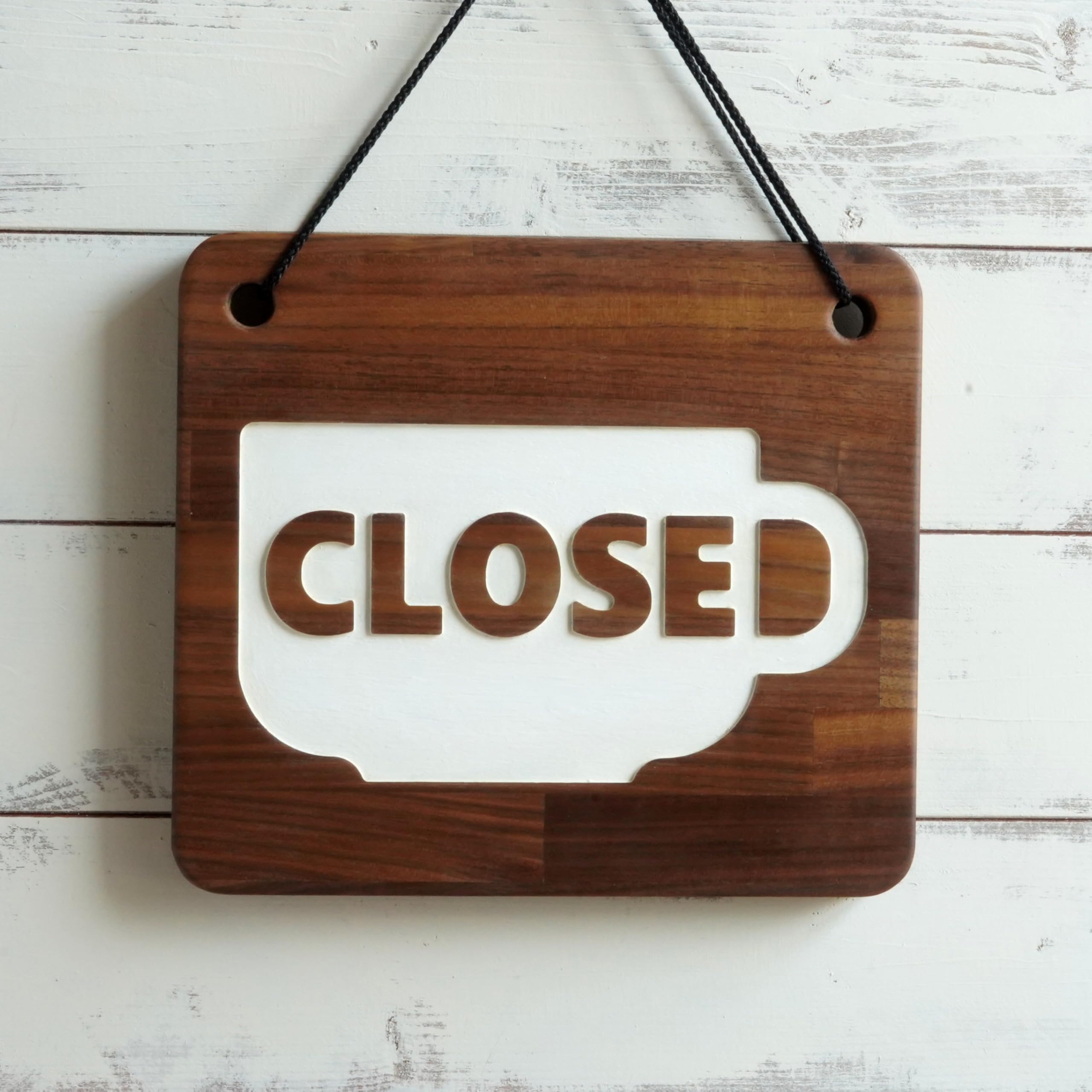 Amazon | ウォールナット横22cmカップ型 営業看板 木製 金具付